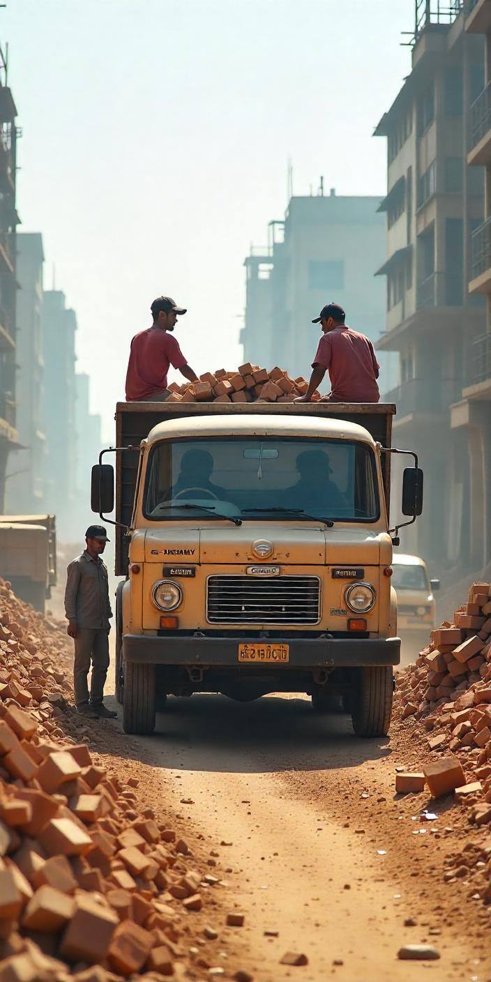 Ashok Leyland Dost transporting bricks